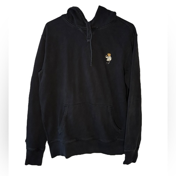 Polo Ralph Lauren Embroidered Martini Bear Black Hoodie Mens Size Medium Preppy - Picture 9 of 9